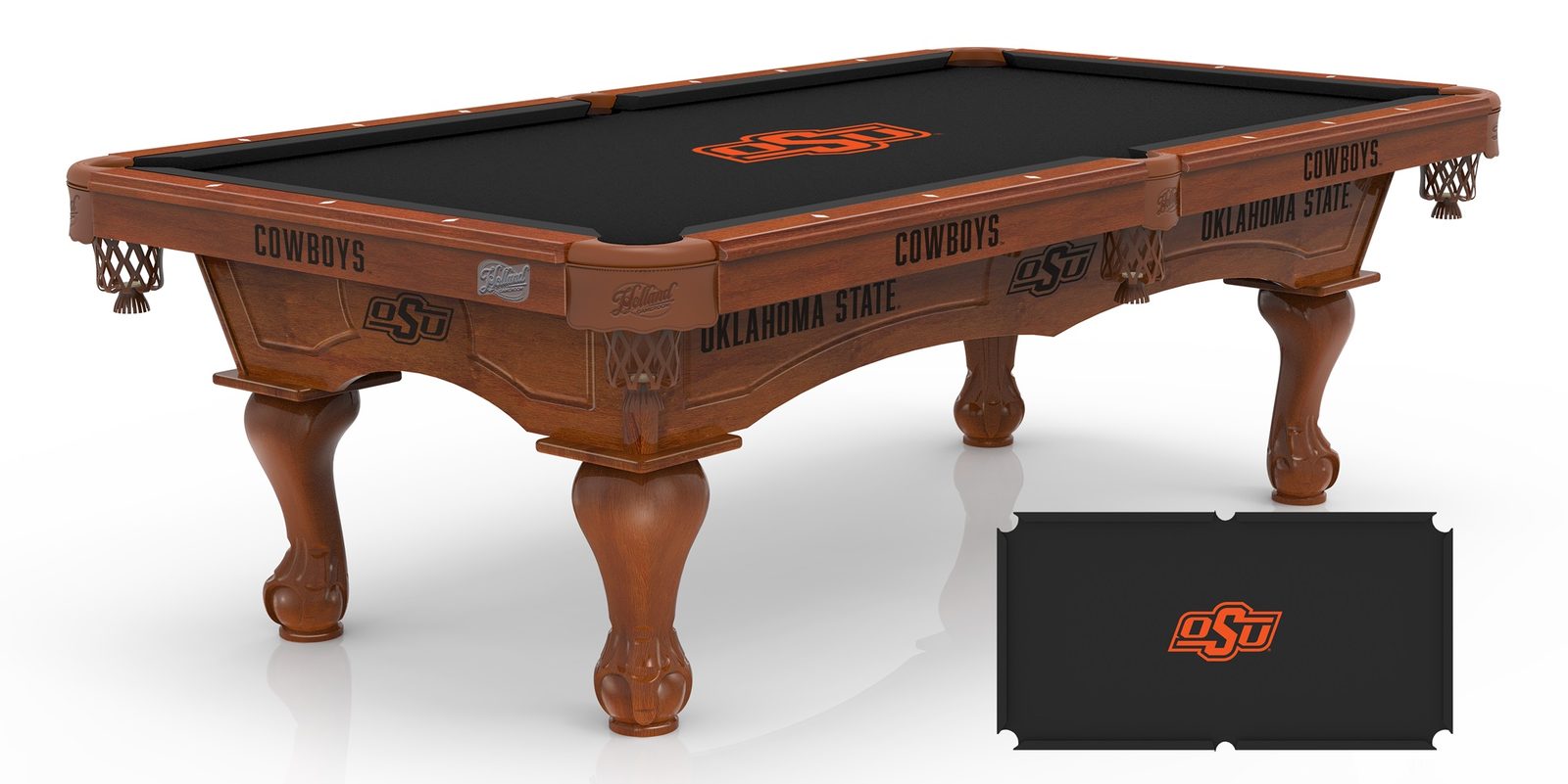 Oklahoma State University Pool Table with Chardonnay Finish and Claw Leg 1 Oklahoma State University Pool Table with Chardonnay Finish and Claw Leg