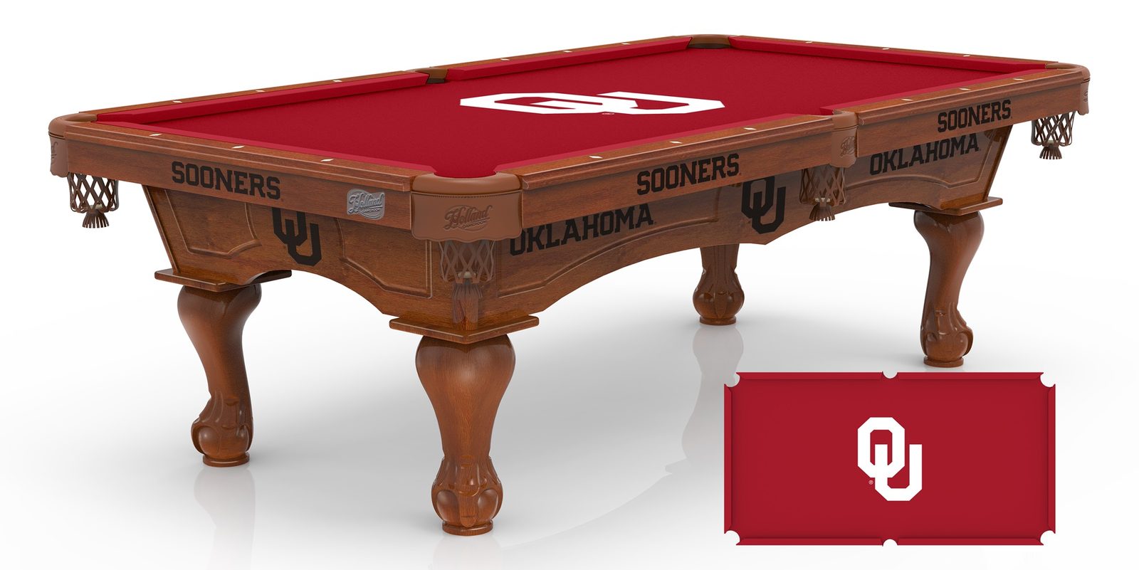 University of Oklahoma Pool Table with Chardonnay Finish and Claw Leg 1 University of Oklahoma Pool Table with Chardonnay Finish and Claw Leg