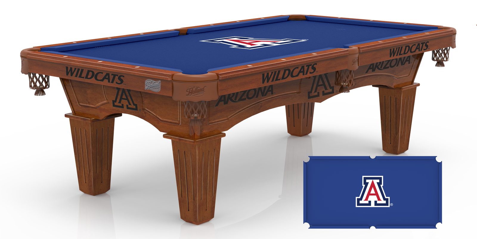 University of Arizona Pool Table with Chardonnay Finish and Tapered Leg 1 University of Arizona Pool Table with Chardonnay Finish and Tapered Leg