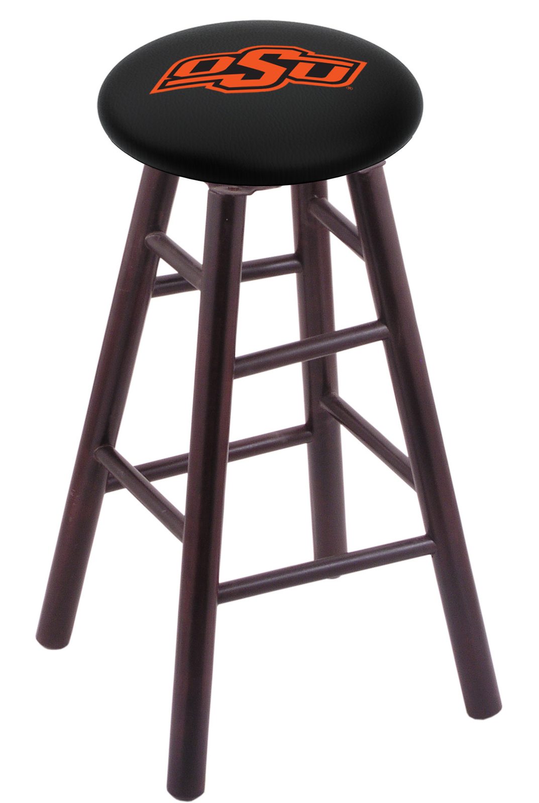Oklahoma State University 24" Swivel Maple Counter Stool in Dark Cherry Finish 1 Oklahoma State University 24" Swivel Maple Counter Stool in Dark Cherry Finish