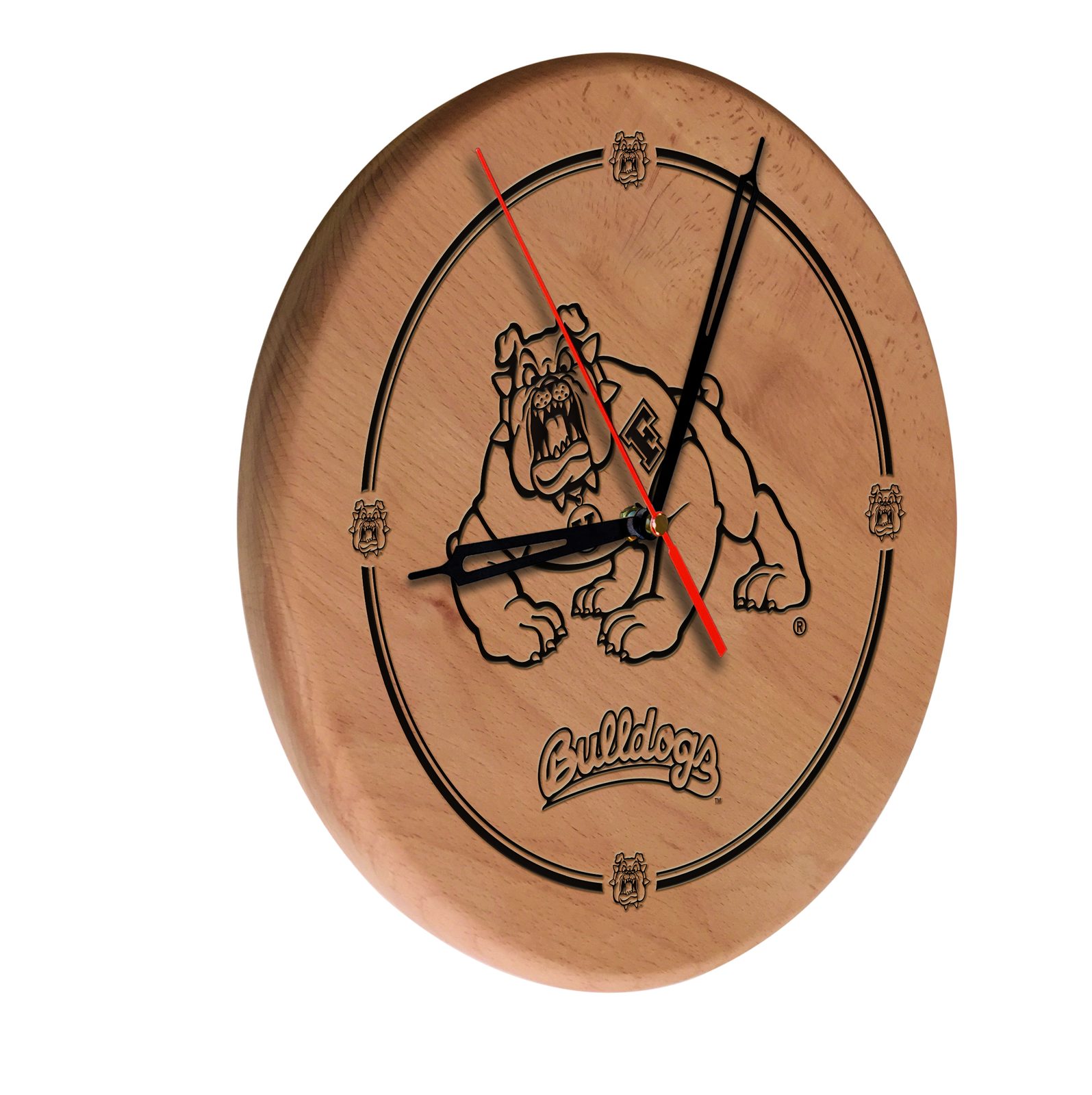 Fresno State University 13-Inch Solid Wood Engraved Clock in Natural 1 Fresno State University 13-Inch Solid Wood Engraved Clock in Natural