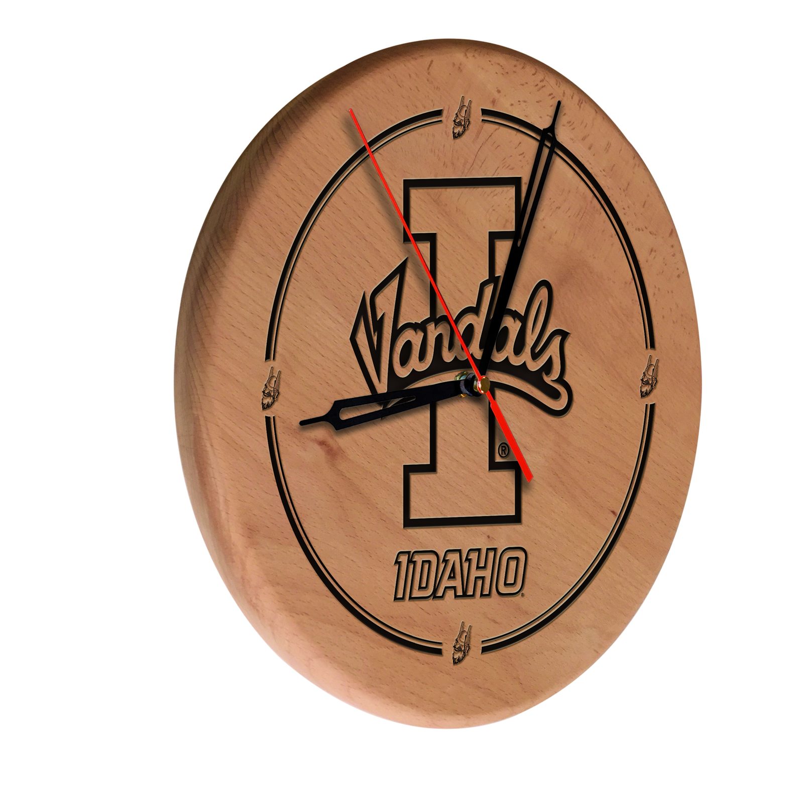 University of Idaho 13-Inch Solid Wood Engraved Clock in Natural 1 University of Idaho 13-Inch Solid Wood Engraved Clock in Natural