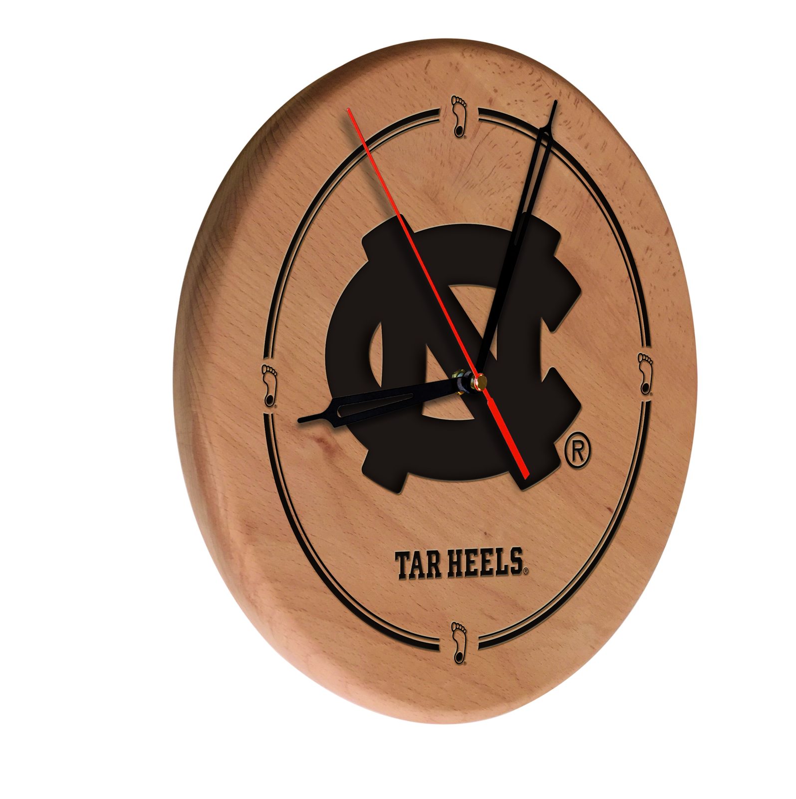 University of North Carolina 13-Inch Solid Wood Engraved Clock in Natural 1 University of North Carolina 13-Inch Solid Wood Engraved Clock in Natural