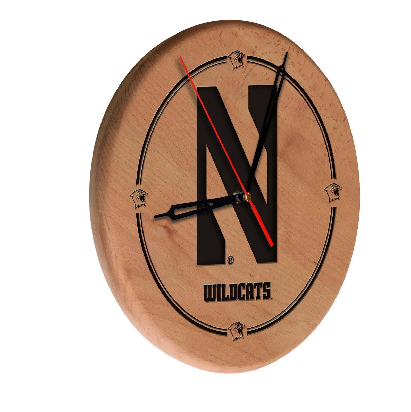 Northwestern University 13-Inch Solid Wood Engraved Clock in Natural 1 Northwestern University 13-Inch Solid Wood Engraved Clock in Natural