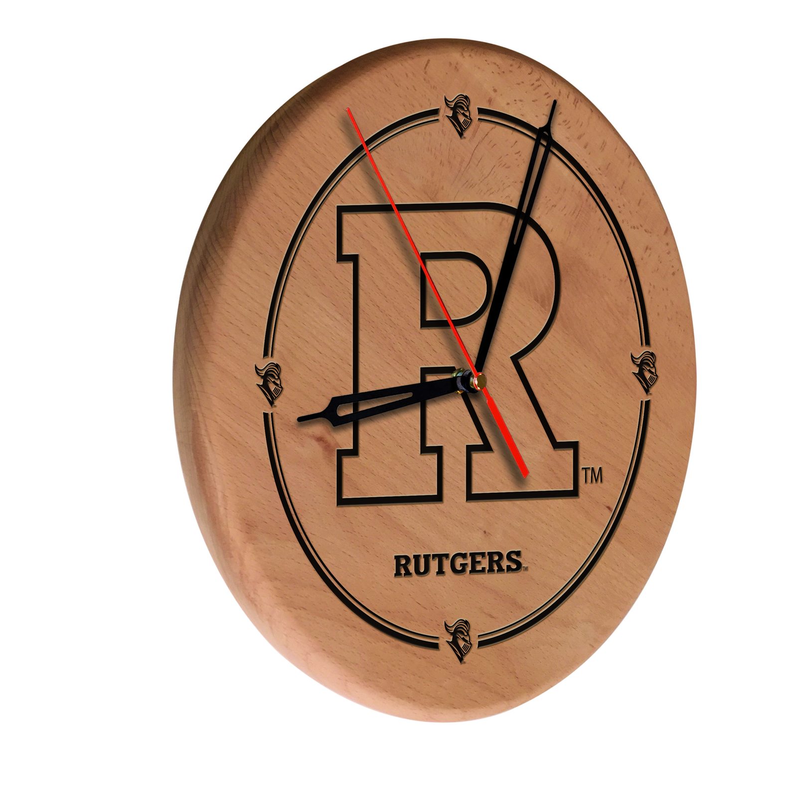 Rutgers 13-Inch Solid Wood Engraved Clock in Natural 1 Rutgers 13-Inch Solid Wood Engraved Clock in Natural