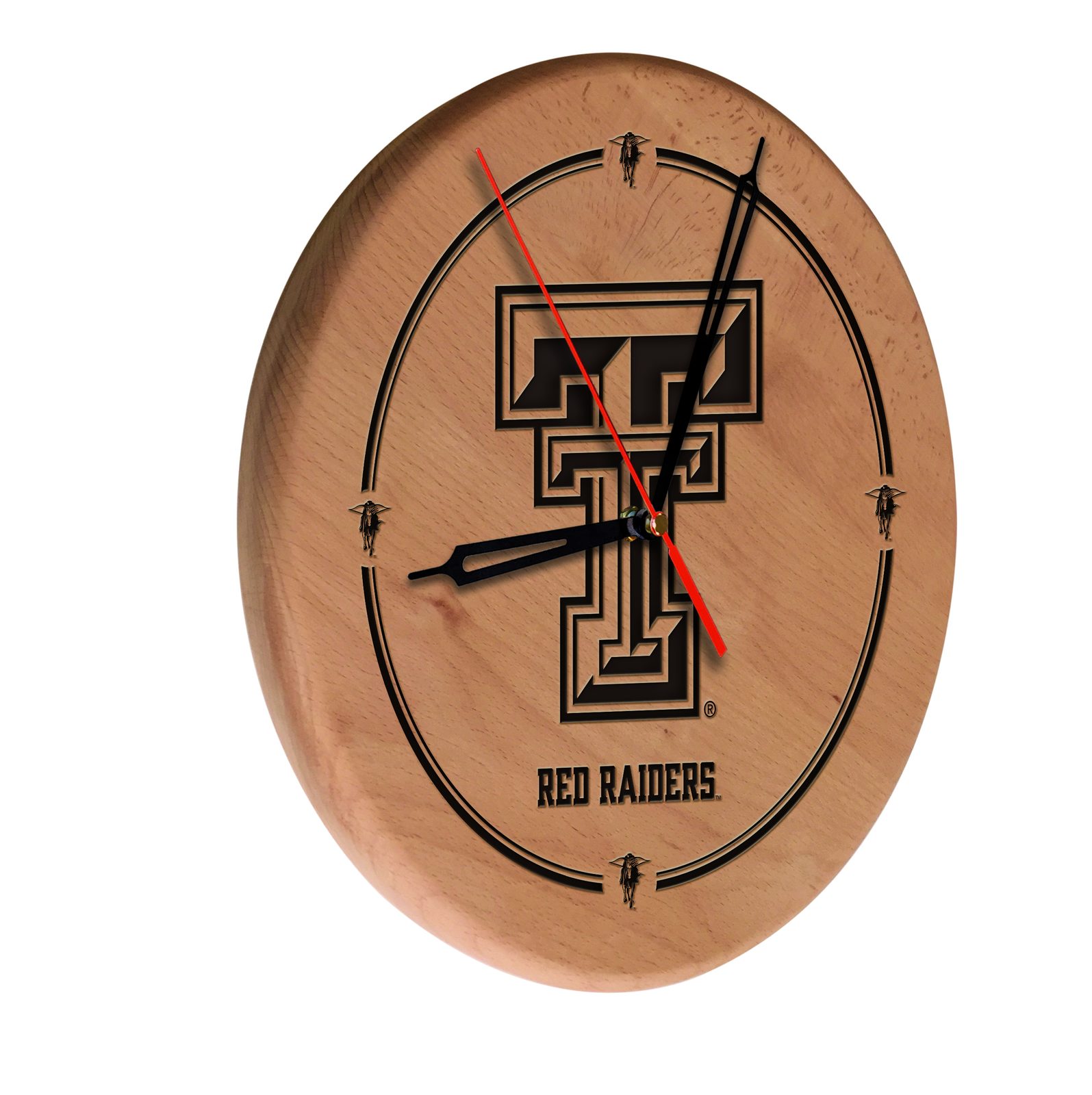 Texas Tech University 13-Inch Solid Wood Engraved Clock in Natural 1 Texas Tech University 13-Inch Solid Wood Engraved Clock in Natural