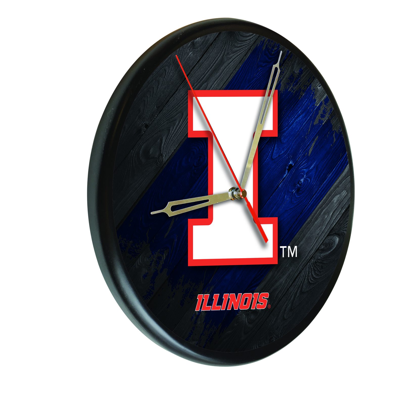 University of Illinois 13-Inch Solid Wood Clock in Black 1 University of Illinois 13-Inch Solid Wood Clock in Black