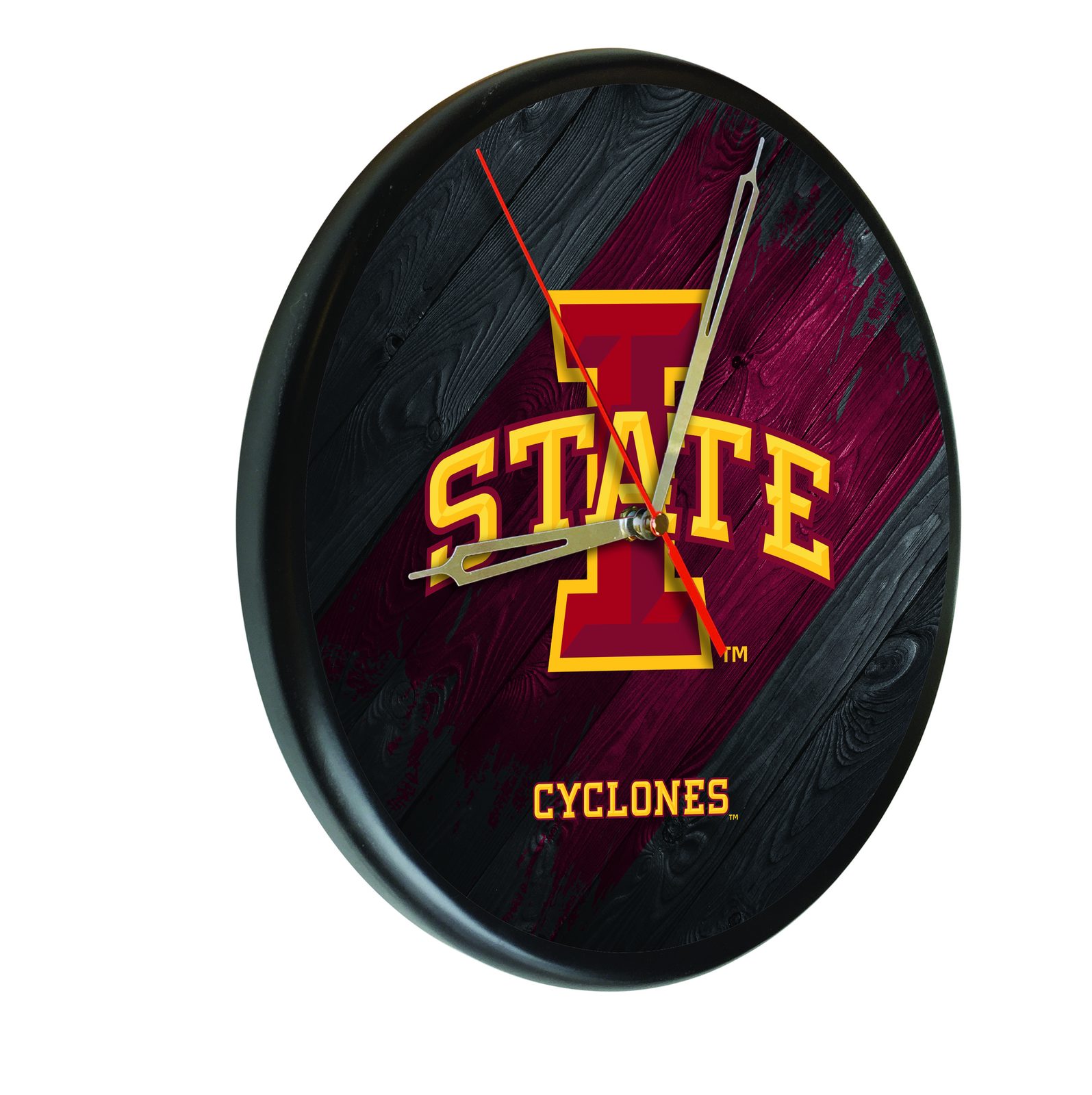 Iowa State University 13-Inch Solid Wood Clock in Black 1 Iowa State University 13-Inch Solid Wood Clock in Black