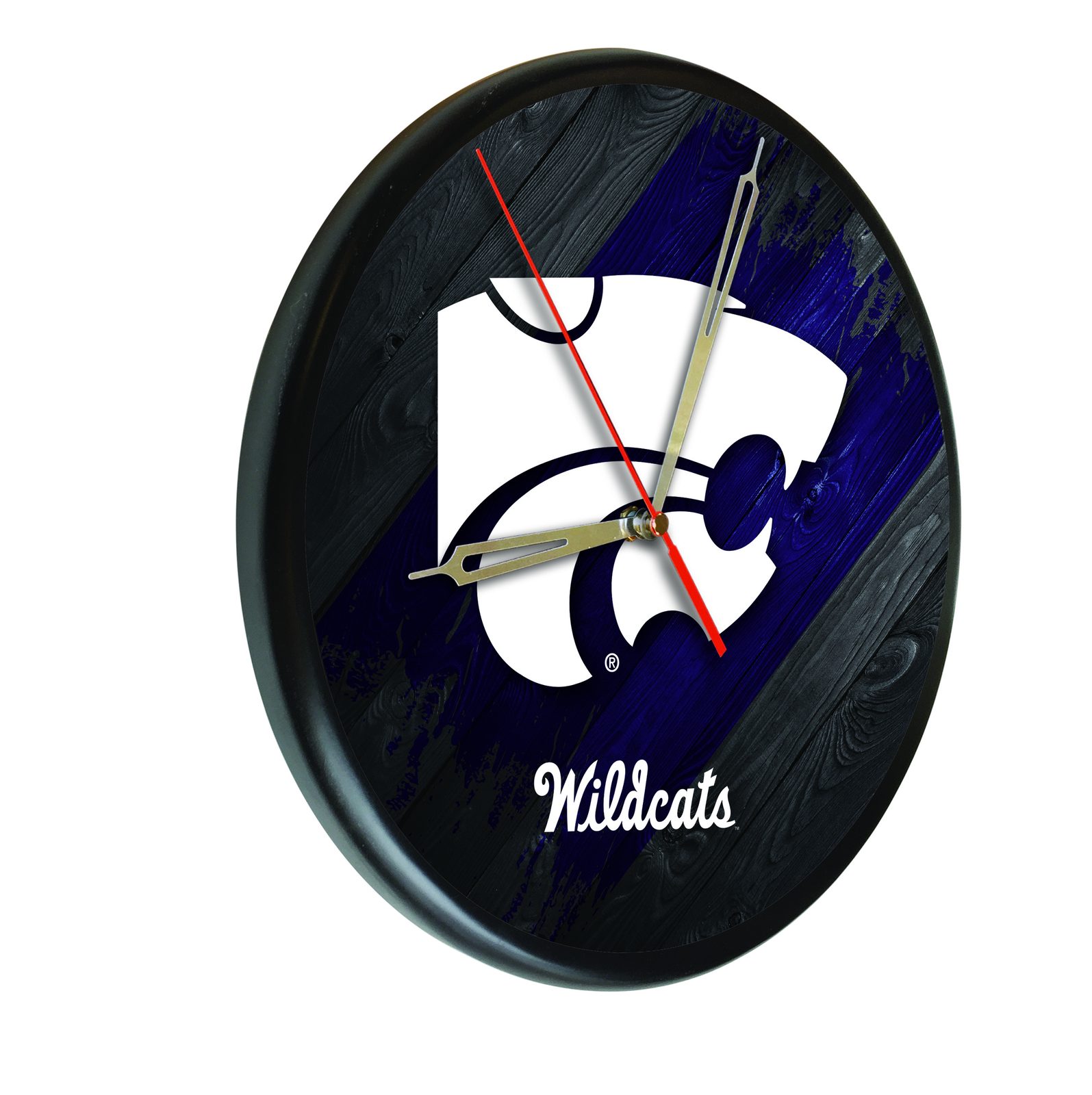 Kansas State University 13-Inch Solid Wood Clock in Black 1 Kansas State University 13-Inch Solid Wood Clock in Black
