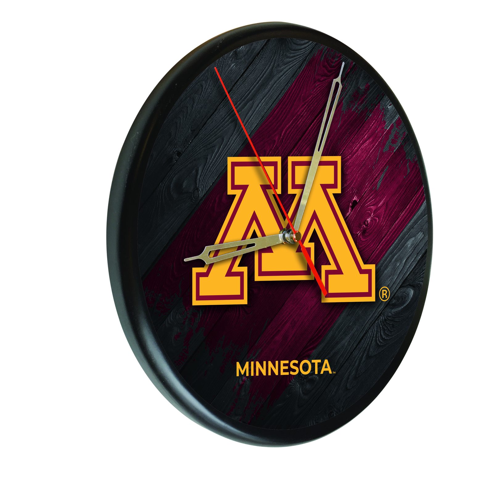 University of Minnesota 13-Inch Solid Wood Clock in Black 1 University of Minnesota 13-Inch Solid Wood Clock in Black