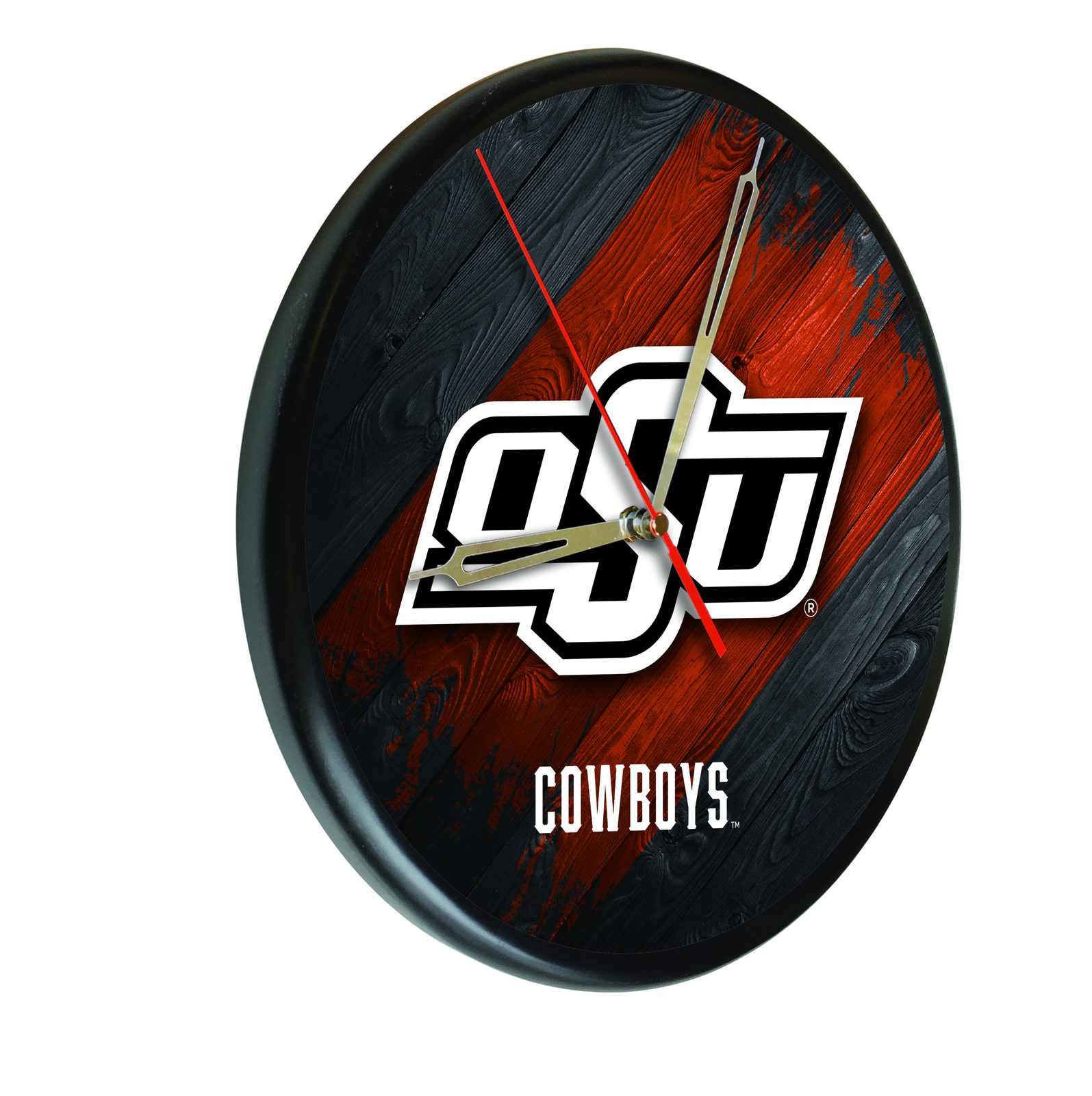 Oklahoma State University 13-Inch Solid Wood Clock in Black 1 Oklahoma State University 13-Inch Solid Wood Clock in Black