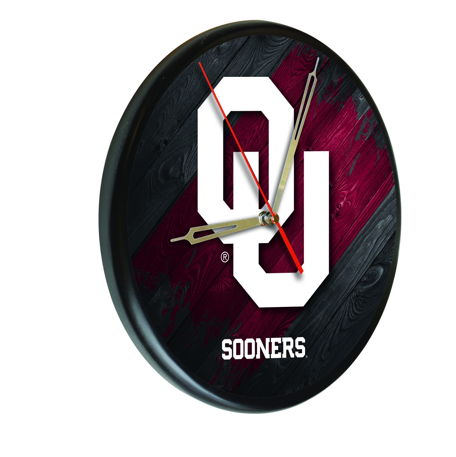 Oklahoma University 13-Inch Solid Wood Clock in Black 1 Oklahoma University 13-Inch Solid Wood Clock in Black