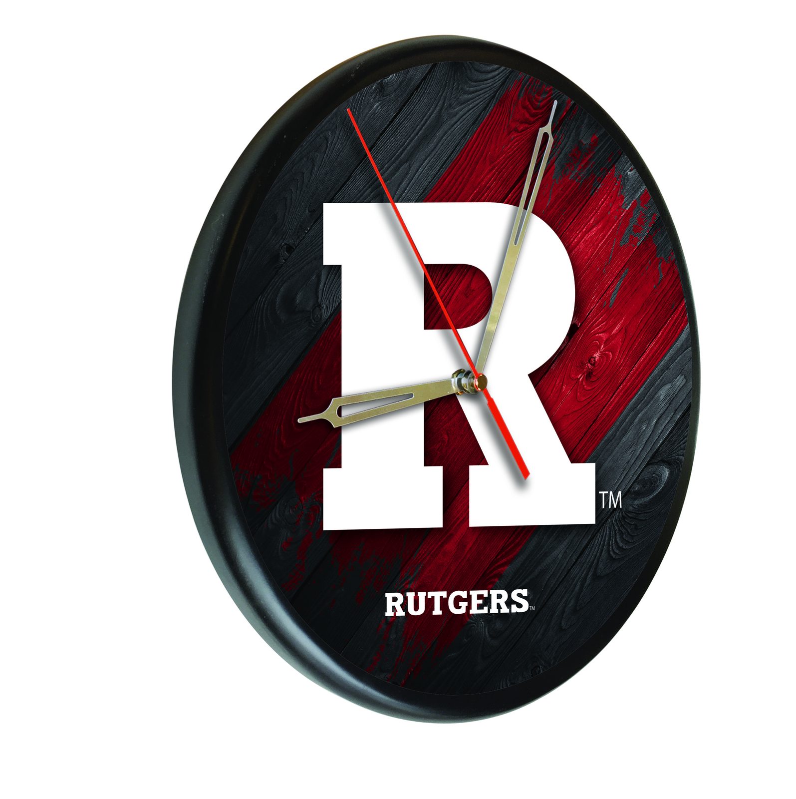 Rutgers 13-Inch Solid Wood Clock in Black 1 Rutgers 13-Inch Solid Wood Clock in Black