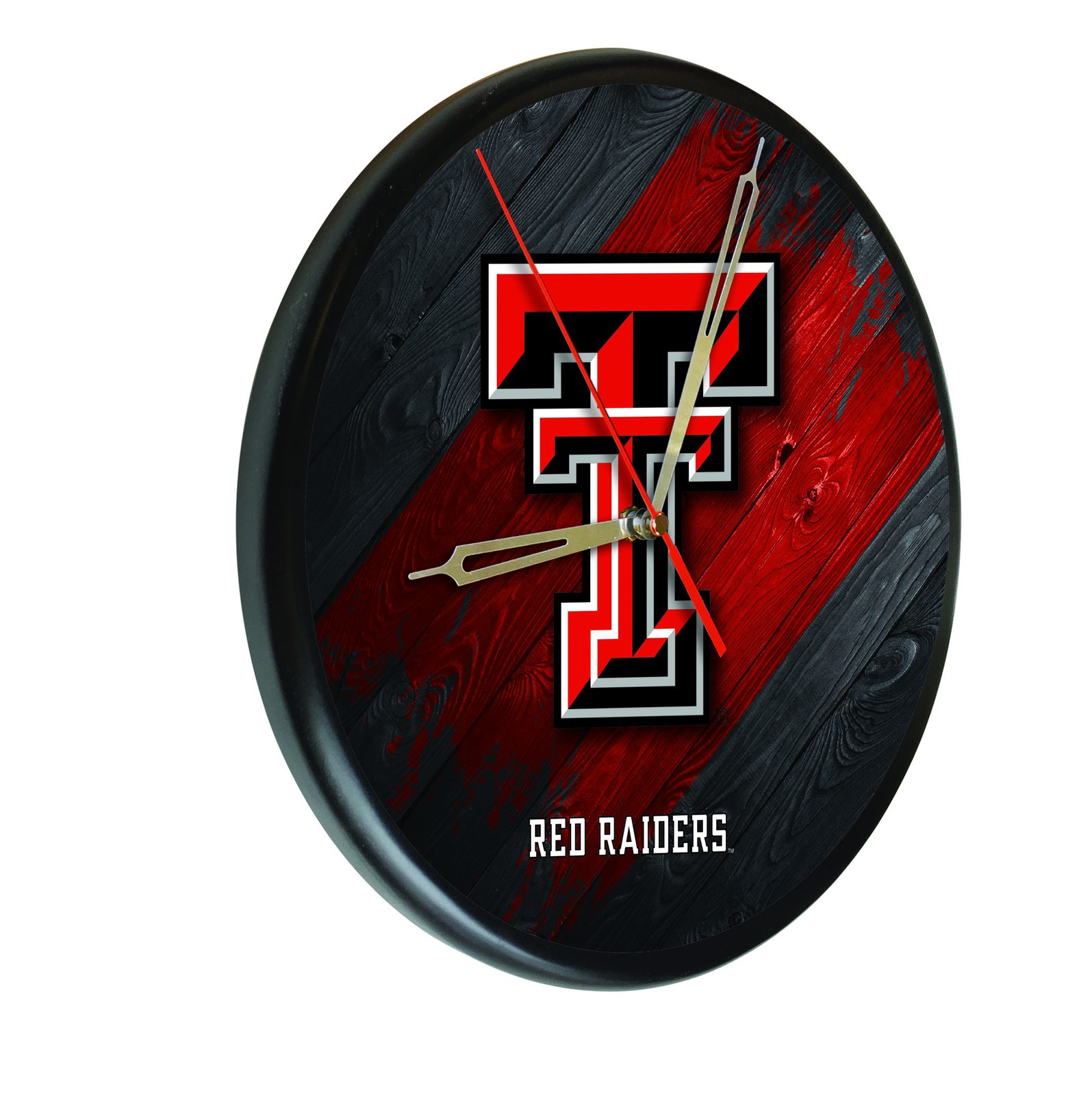 Texas Tech University 13-Inch Solid Wood Clock in Black 1 Texas Tech University 13-Inch Solid Wood Clock in Black