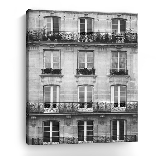 30" x 24" Black and White Balcony Canvas Wall Art 1 30" x 24" Black and White Balcony Canvas Wall Art
